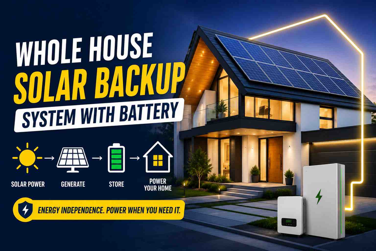 Whole House Solar Backup System with Battery