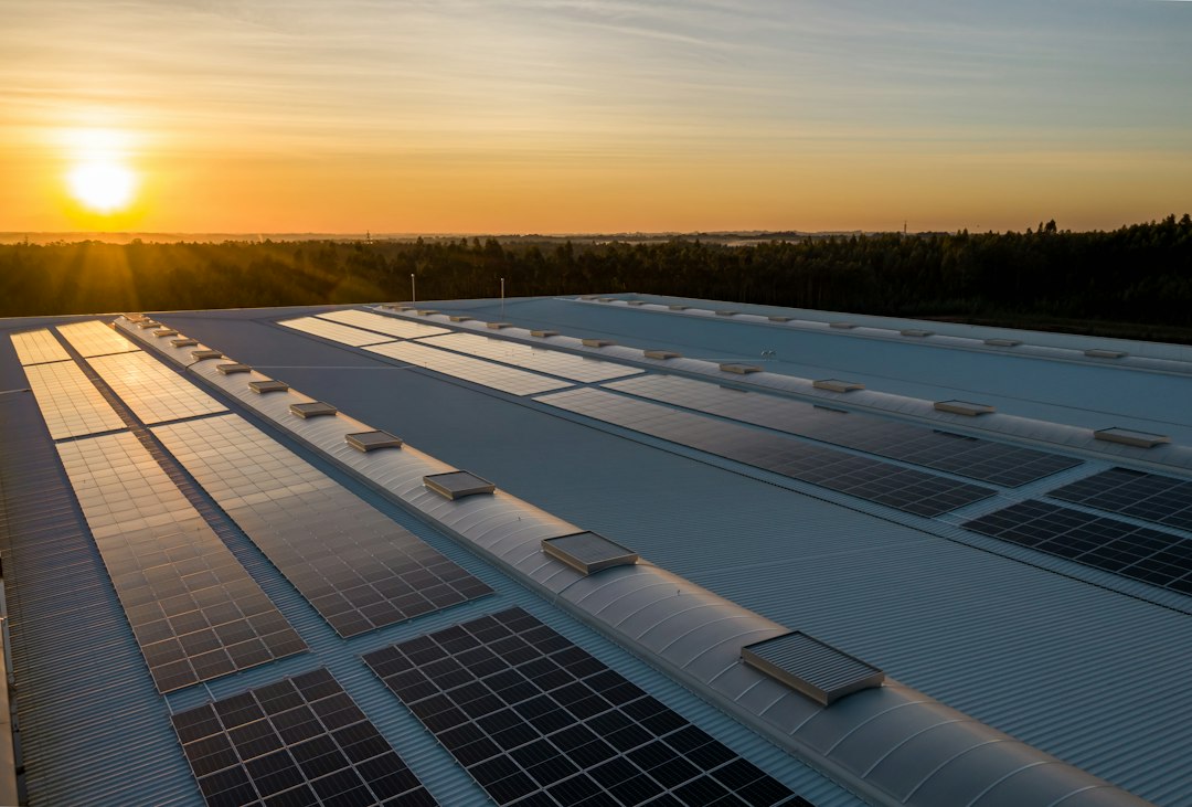 Blue photovoltaic solar panels